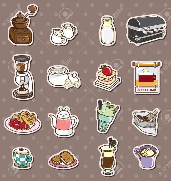 Стикер кофе вектор