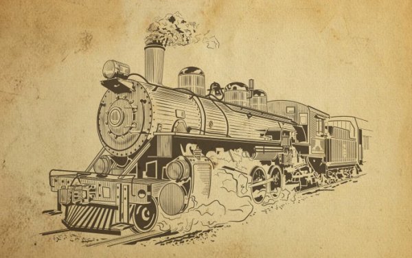 Паровоз с вагонами аппликация