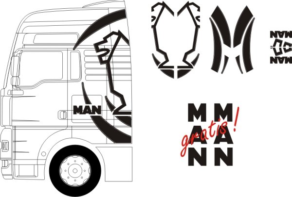 Наклейки на кабину ман ТГА