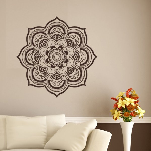 Рисунок на стену в зал в стиле мандалы цветы