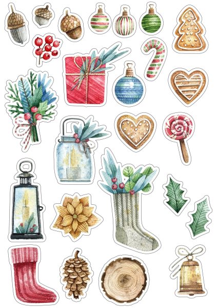 Новогодние наклейки для скрапбукинга
