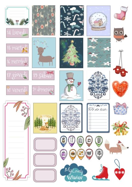 Наклейки новогодние в планер