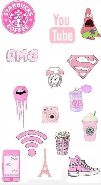 Розовые Стикеры для срисовки
