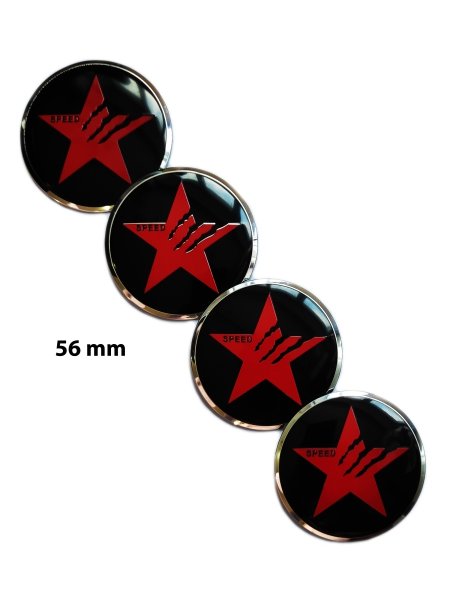 Наклейки rays 45мм металл черные с красным лого ал2013