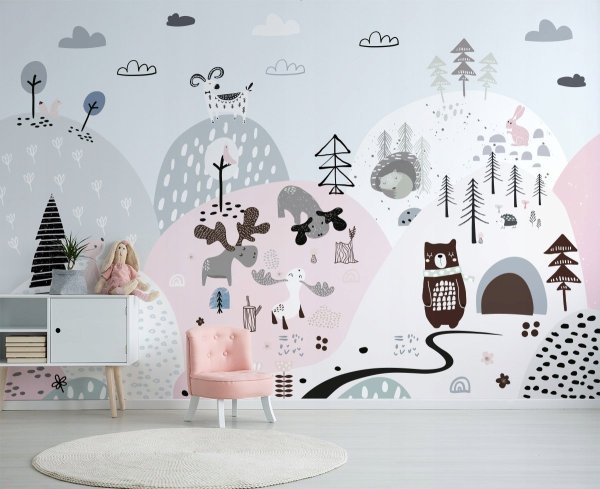 Стилизованные горы на стене