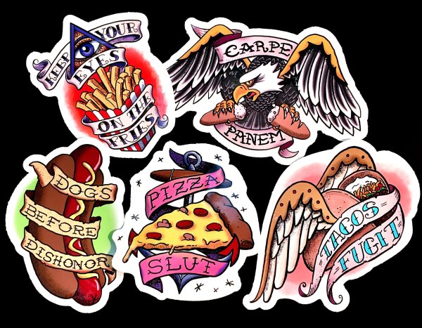 Татуировки в стиле наклеек