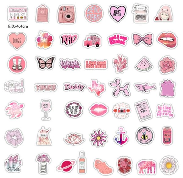 Наклейки в розовом стиле
