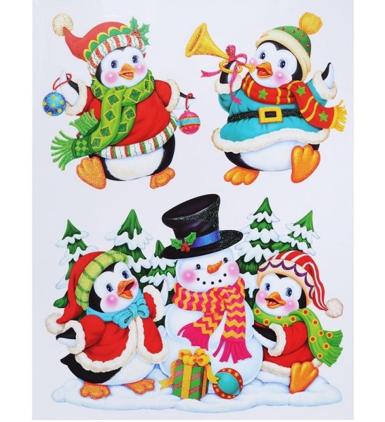 Новогодние украшения на окна цветные