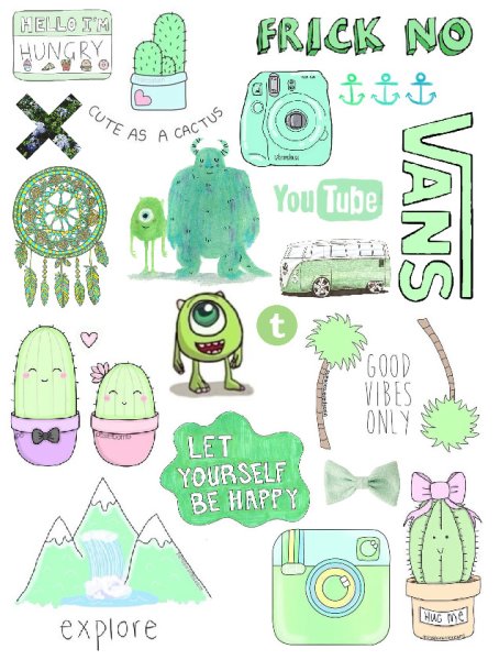 Стикеры для распечатки зеленые