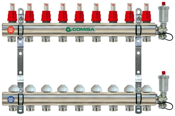Коллекторная группа на 10 выходов с расходомерами VIEIR