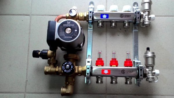 Монтаж коллектора тёплого пола водяного тим