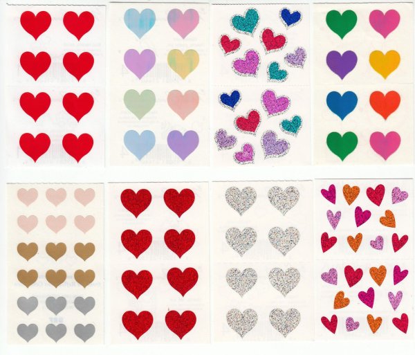 Маленькие цветные сердечки