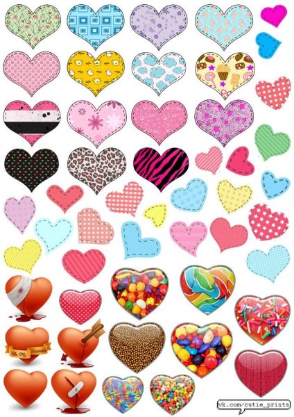 Маленькие цветные сердечки