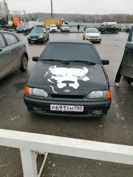 Версаче на капоте ВАЗ 2114