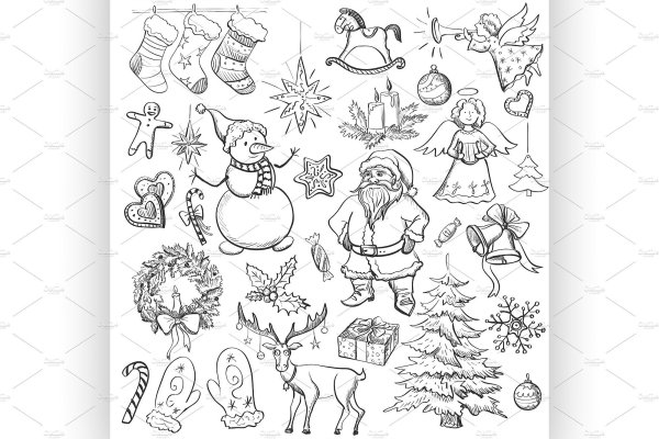 Елка с черно белыми игрушками