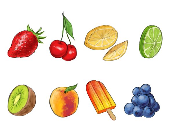 Наклейки "фрукты"