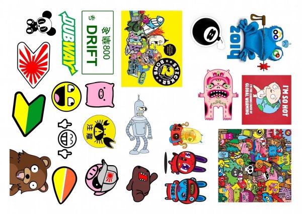 Стикеры чёрно белые