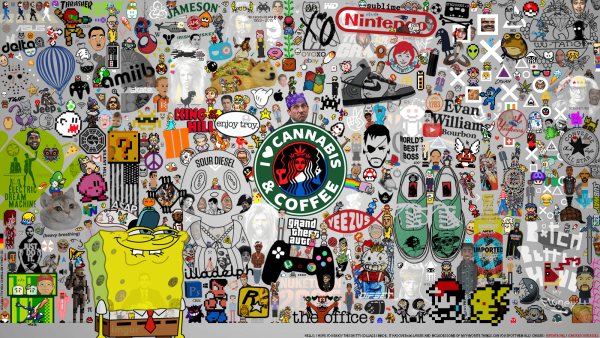 Коллаж из наклеек столик