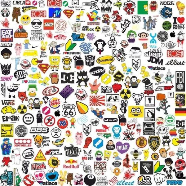 Много наклеек