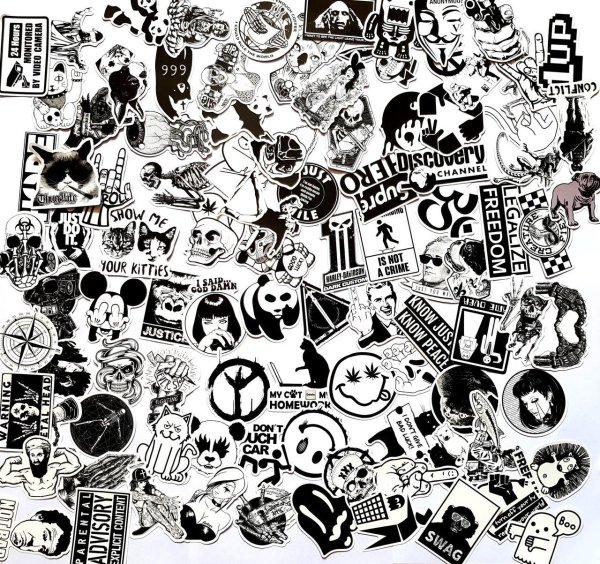 Наклейки черно белые