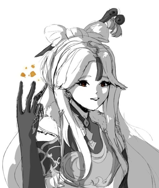 Сяо Геншин Импакт черно белый арт