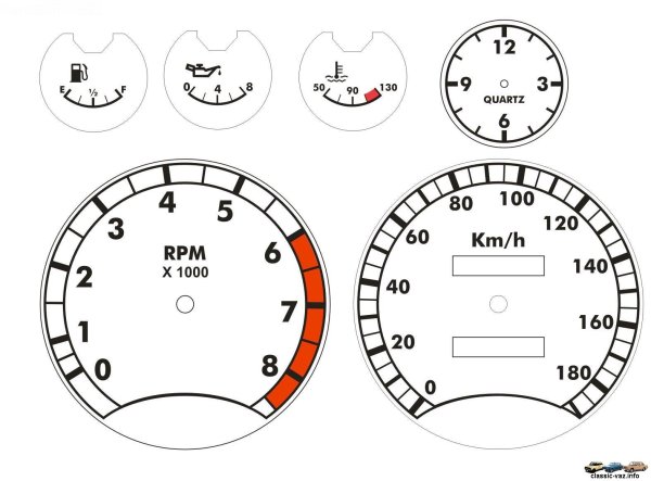 Шкалы приборной панели ВАЗ 2107