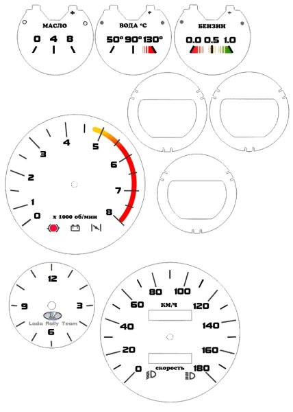 Шкалы приборной панели на ВАЗ 2107 инжектор