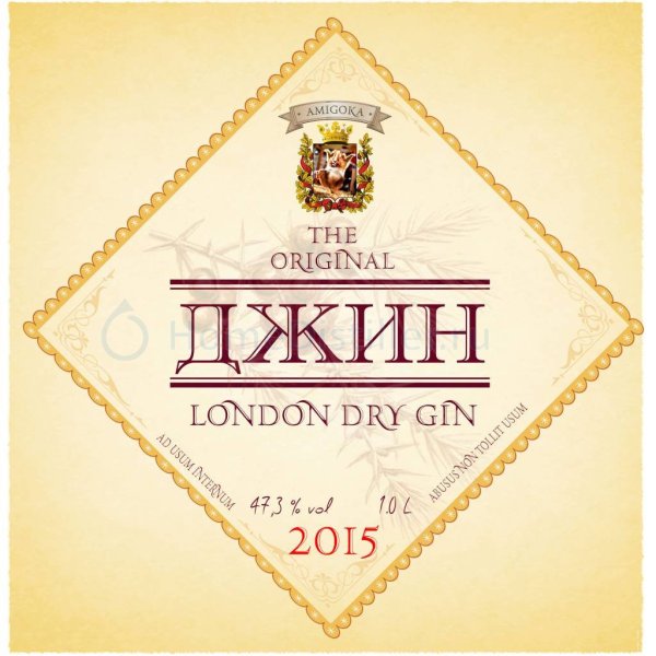 Этикетка Джина на бутылку
