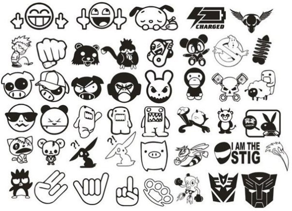 Стикеры для распечатки черно белые