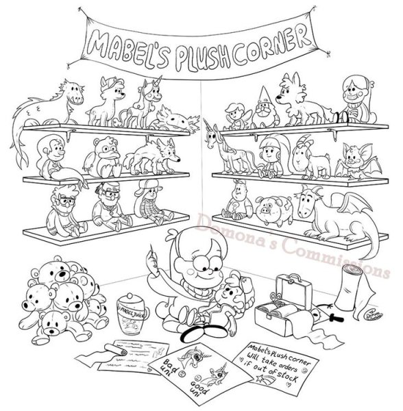 Раскраски для наклеек Гравити Фолз