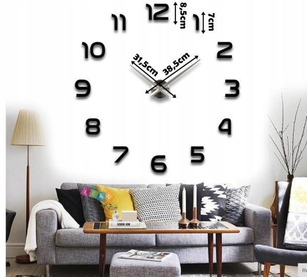 Большие настенные часы и интерьерные наклейки на стену
