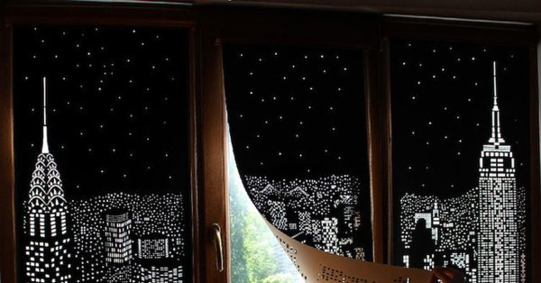 Жалюзи с городом черные