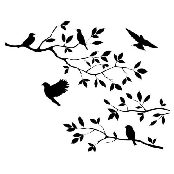 Силуэт птицы на ветке