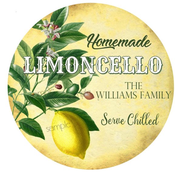Лимончелло этикетка на бутылку