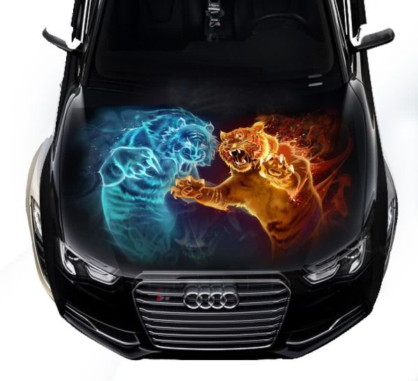 Наклейка на капот тигр