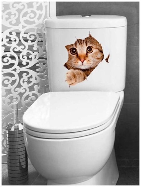 Наклейка на унитаз кот