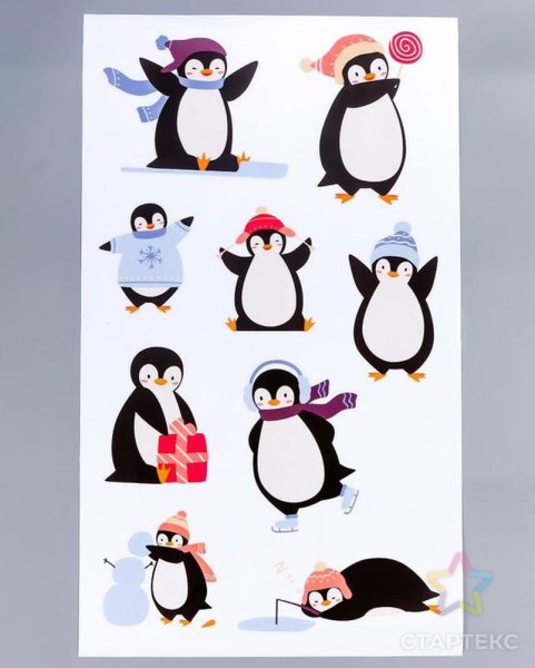 Интерьерная наклейка пингвины