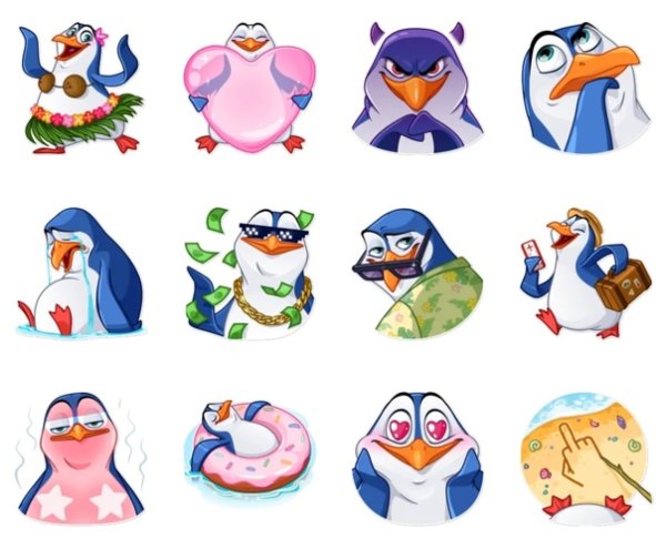 Наклейки для распечатки пингвины