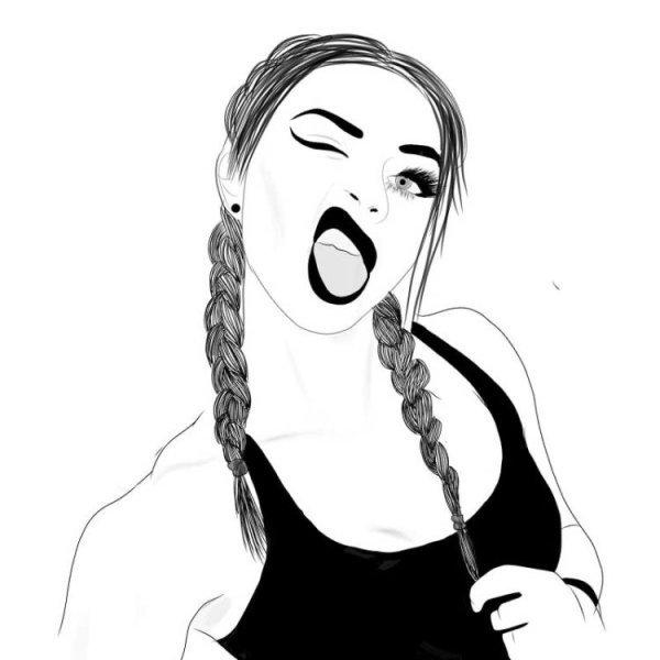 Рисунки чёрно белые девушки