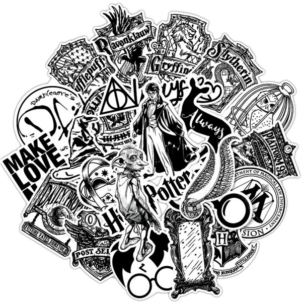 Стикеры с Гарри Поттером чёрно белые