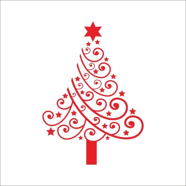 Красная елка на белом фоне