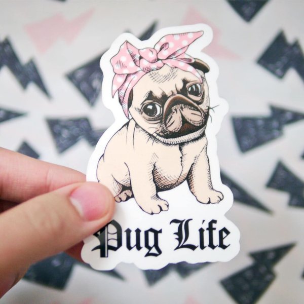 Самодельные наклейки мопсы