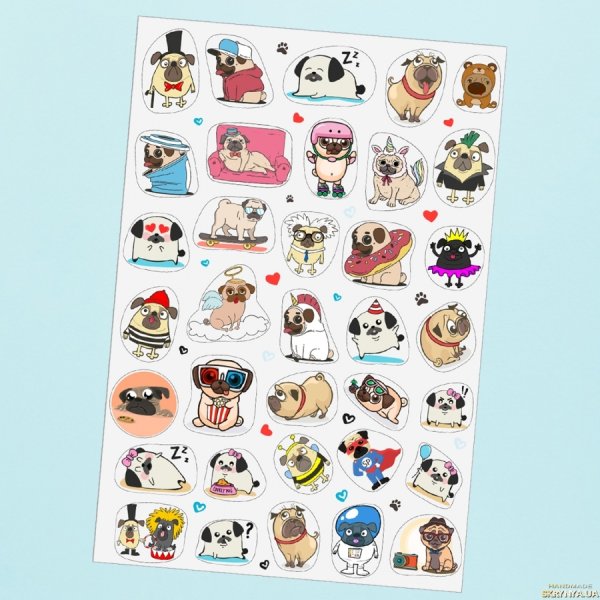 Наклейки с мопсиками