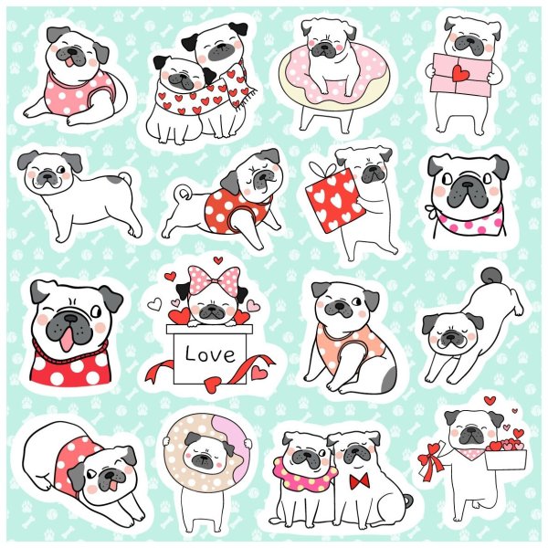 Наклейка - Мопс