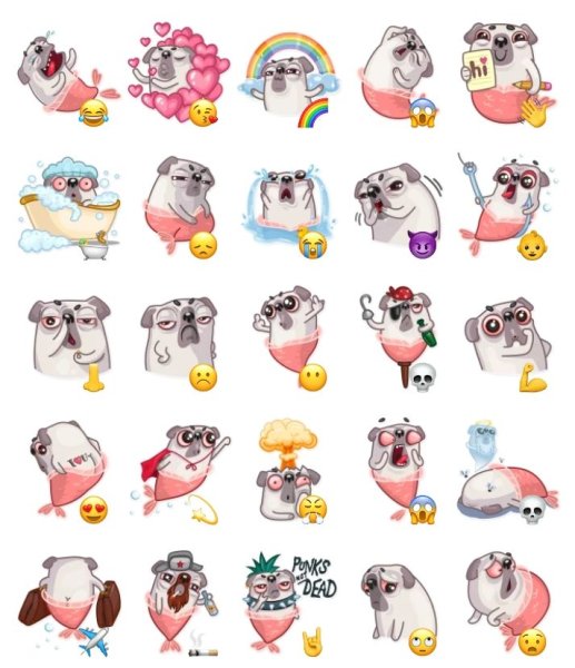 Мопсики Стикеры