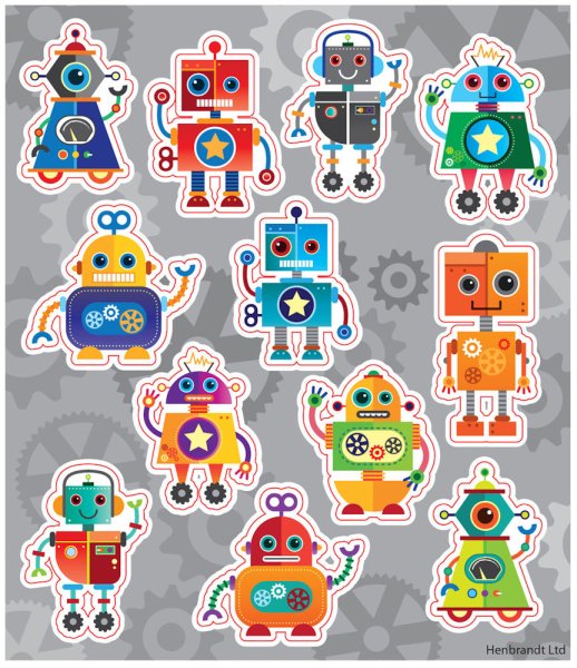 Наклейки роботы для детей
