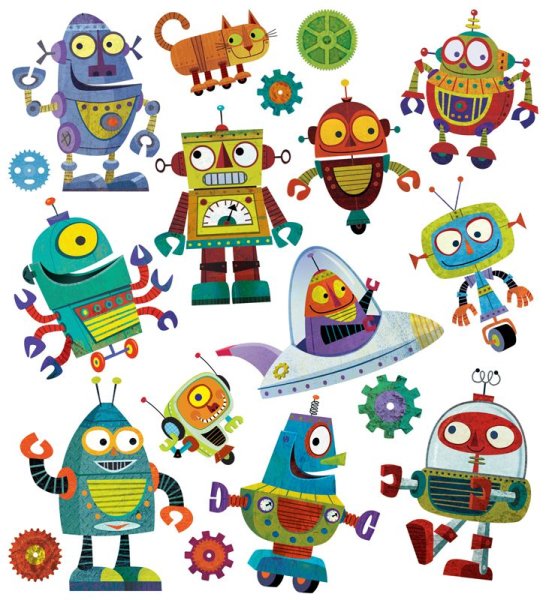 Робот стикер иллюстрация