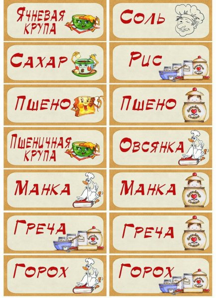 Наклейки для банок с крупами
