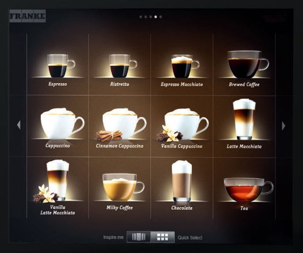 Меню кофемашины