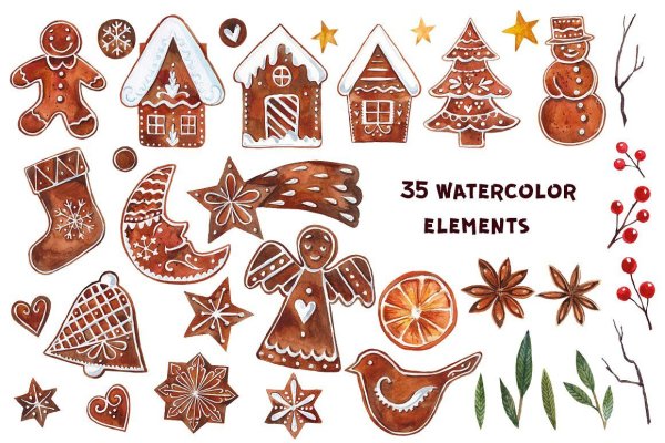 Наклейки новогодние пряники